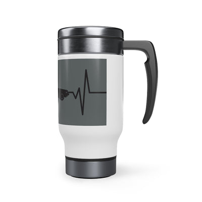 Muscle Car Heartbeat - Stainless Steel Travel Mug with Handle, 14oz