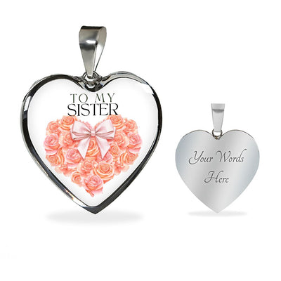 Gift To Sister - Personalized Heart Necklace - Silver & Gold Variants