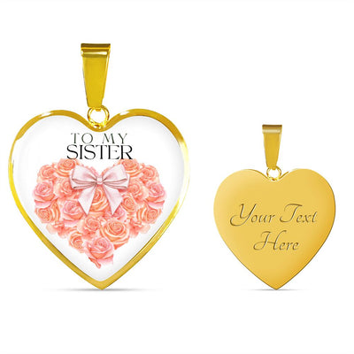 Gift To Sister - Personalized Heart Necklace - Silver & Gold Variants