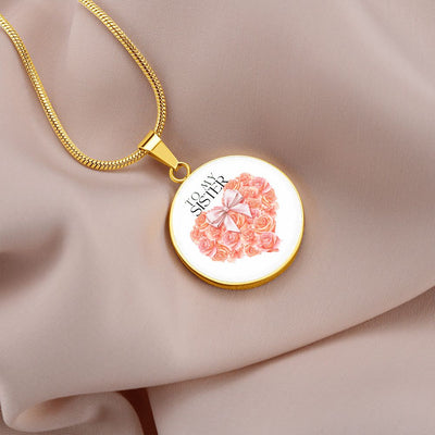 Gift To Sister - Circle Personalized Necklace - Silver & Gold Variants