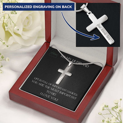 Gift To Husband - Personalized Cross Necklace