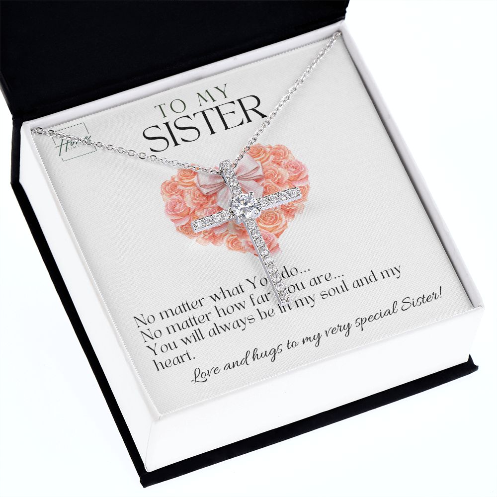Gift To Sister - Chrystal Cross Necklace