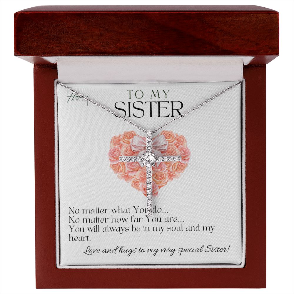 Gift To Sister - Chrystal Cross Necklace