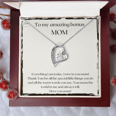 Gift For Bonus Mom - Forever Love Necklace - White & Yellow Gold Variants