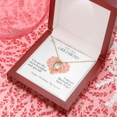 Gift To Girlfriend - Forever Love Necklace - White & Yellow Gold Finish