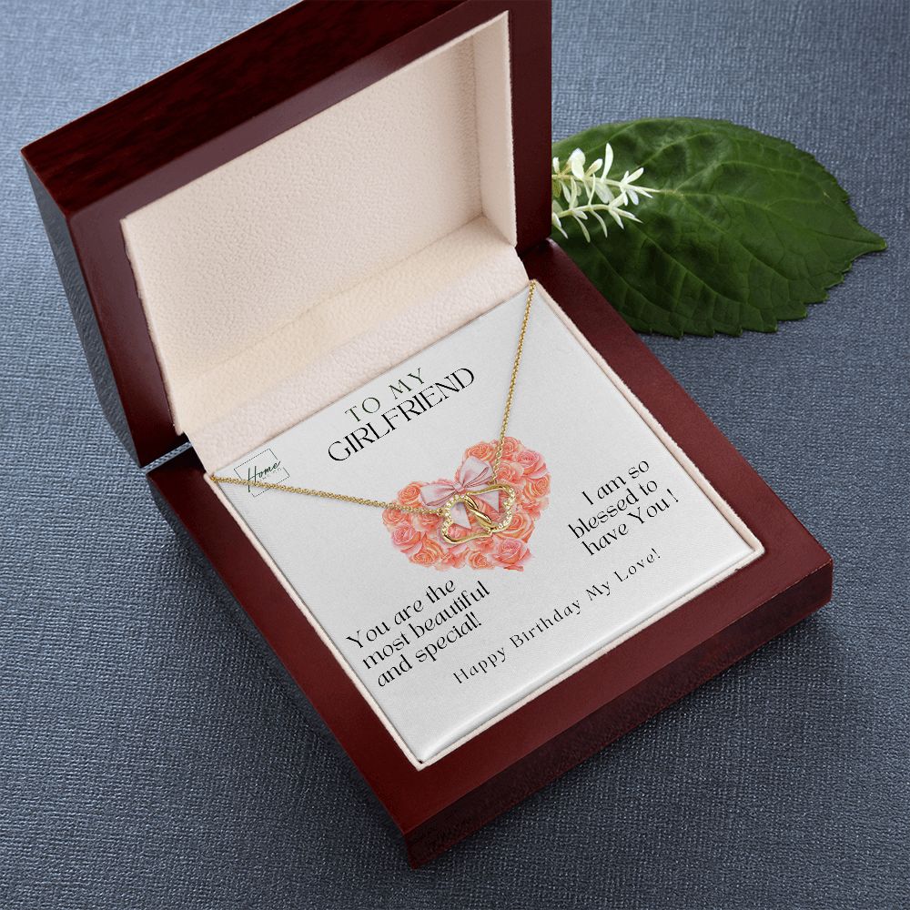 Gift To Girlfriend - Everlasting Love Necklace - 10K Gold & 18 Single Cut Diamonds