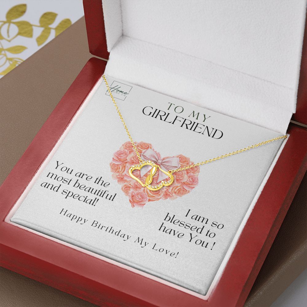 Gift To Girlfriend - Everlasting Love Necklace - 10K Gold & 18 Single Cut Diamonds