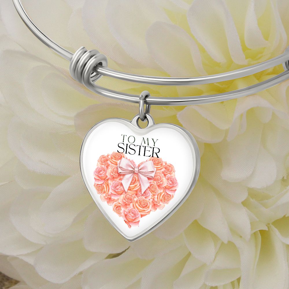Gift To Sister - Heart Bangle - Personalized Gift