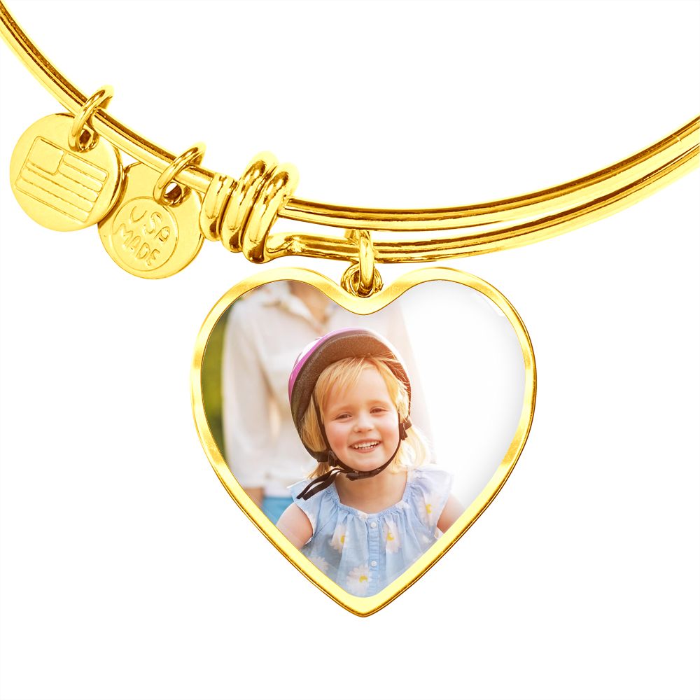 Personalized Gift - Heart Bangle With Photo Upload