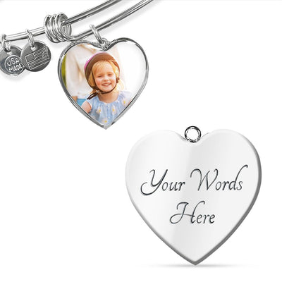 Personalized Gift - Heart Bangle With Photo Upload