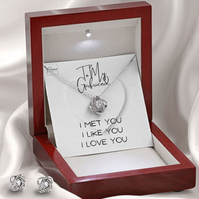 Gift To Girlfriend - Love Knot Earring & Necklace Set - Luxury Gift Box Choice