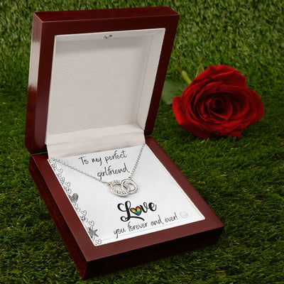 Gift For Her - Perfect Pair Necklace - White Gold & CZ Crystals