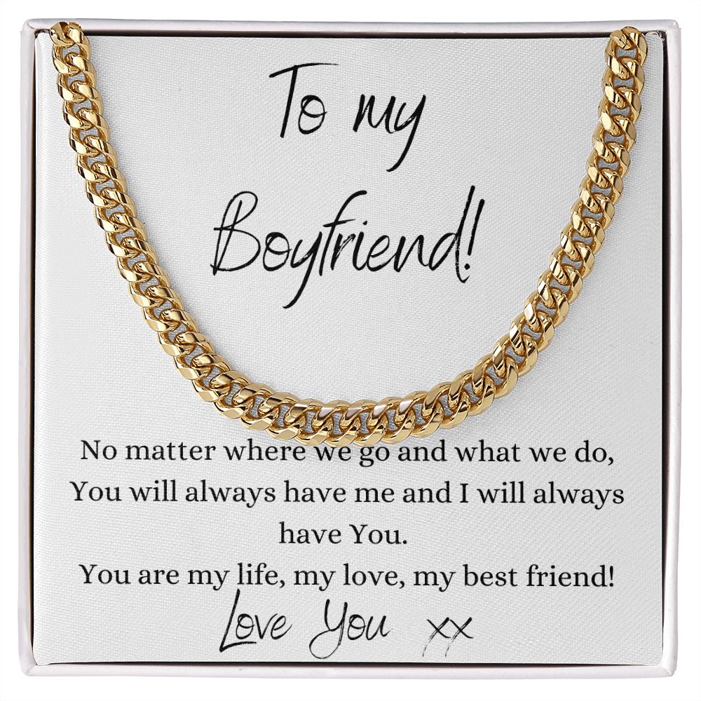 Boyfriend Necklace - Cuban Link Chain - Stainless Steel & Yellow Gold Variants