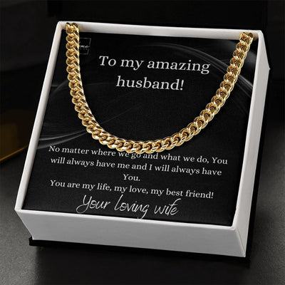 Gift For Husband - Cuban Link Chain - Stainless Steel & Yellow Gold Variants