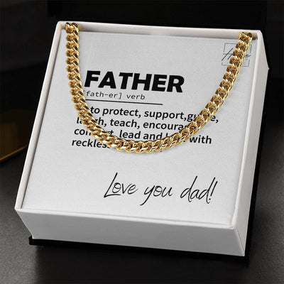 Gift For Dad - Cuban Link Chain - White Gold & Yellow Gold Variants