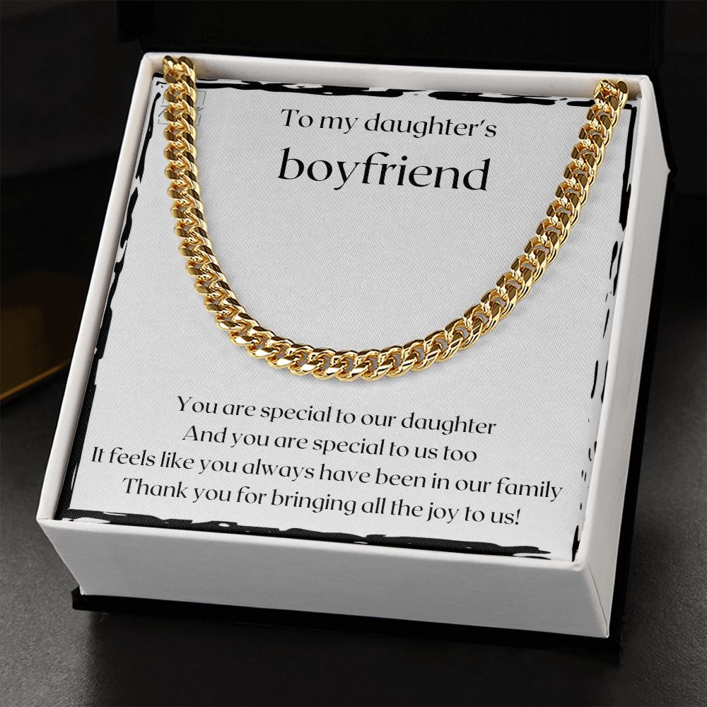 Gift To Daughter's Boyfriend - Cuban Link Chain - Stainless Steel & Yellow Gold Variants