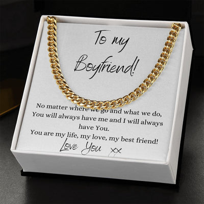 Boyfriend Necklace - Cuban Link Chain - Stainless Steel & Yellow Gold Variants