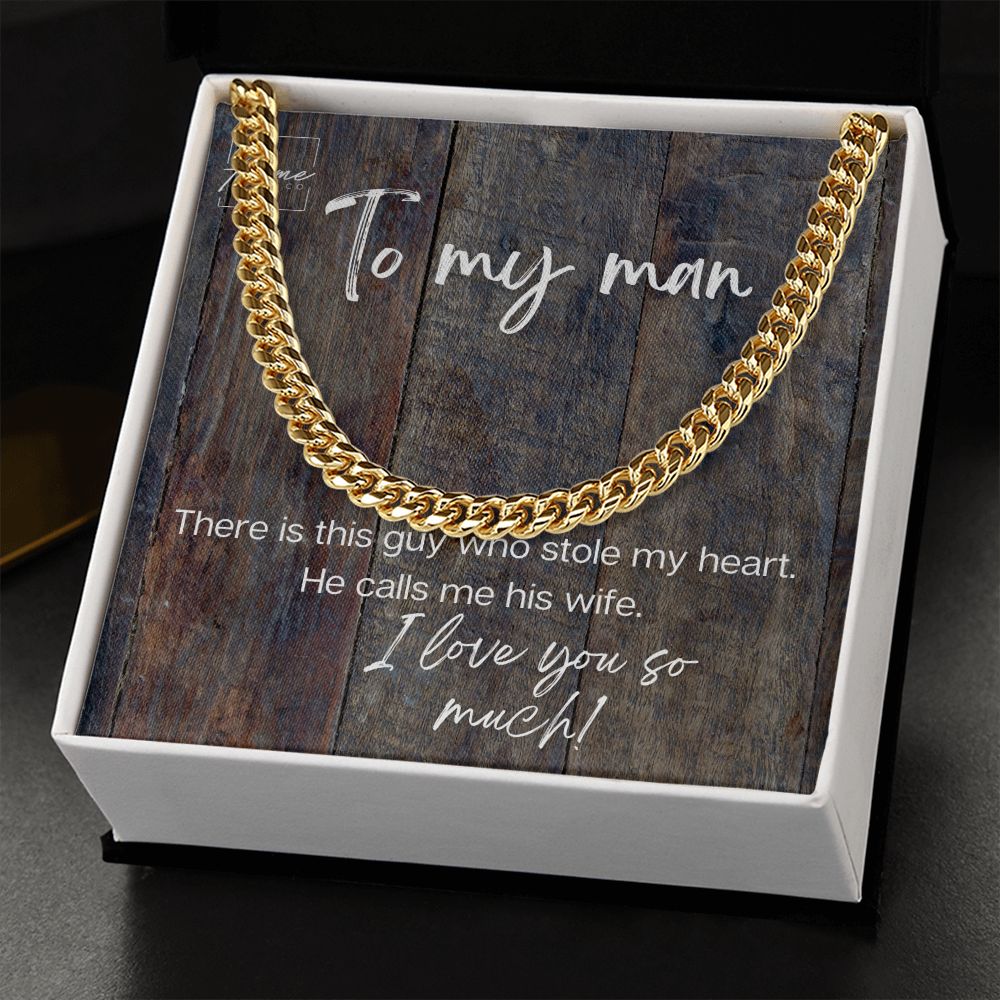 Gift For Husband - Cuban Link Chain - Stainless Steel & Yellow Gold Variant