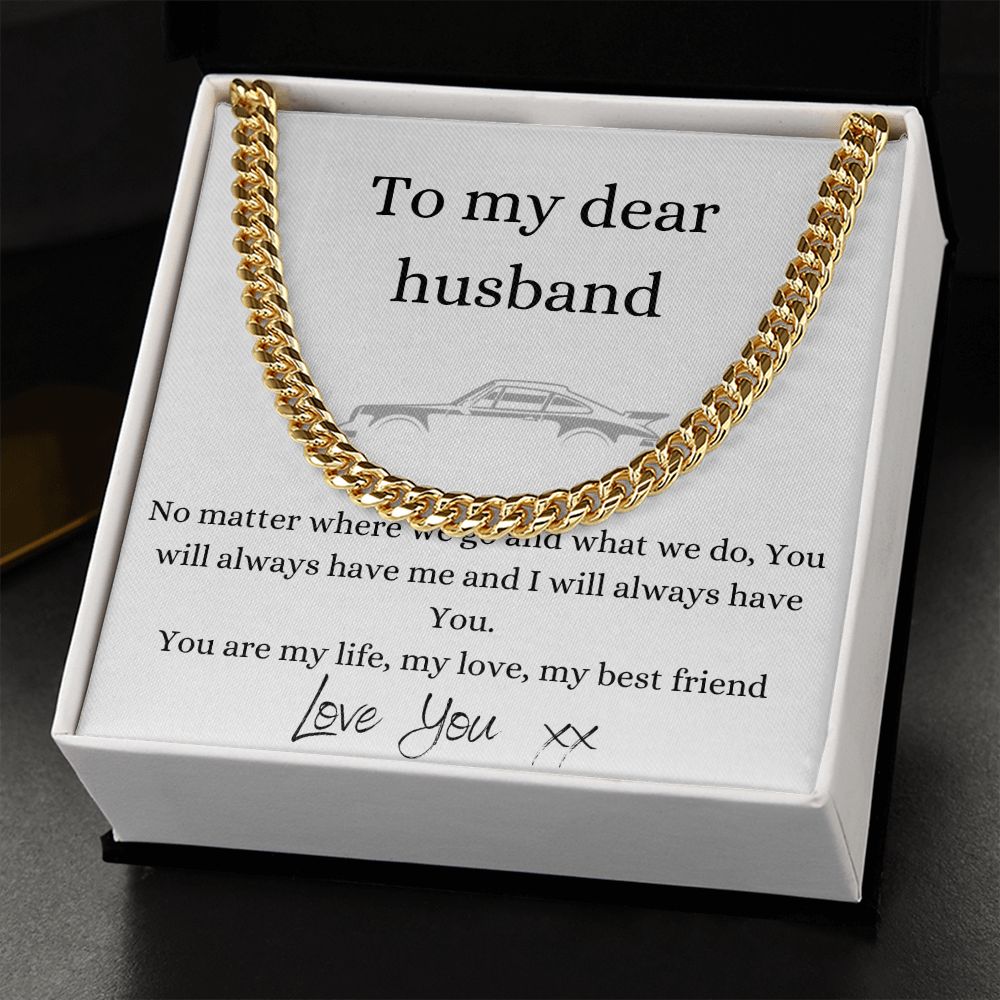Gift To Husband - Cuban Link Chain - Steel And Yellow Gold Variants