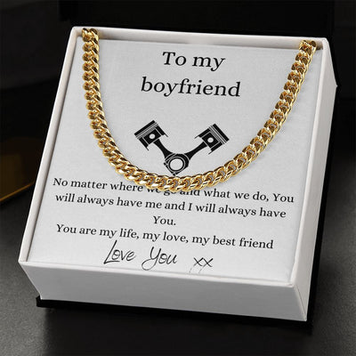 Gift To Boyfriend - Cuban Link Chain - Steel & Yellow Gold Variants