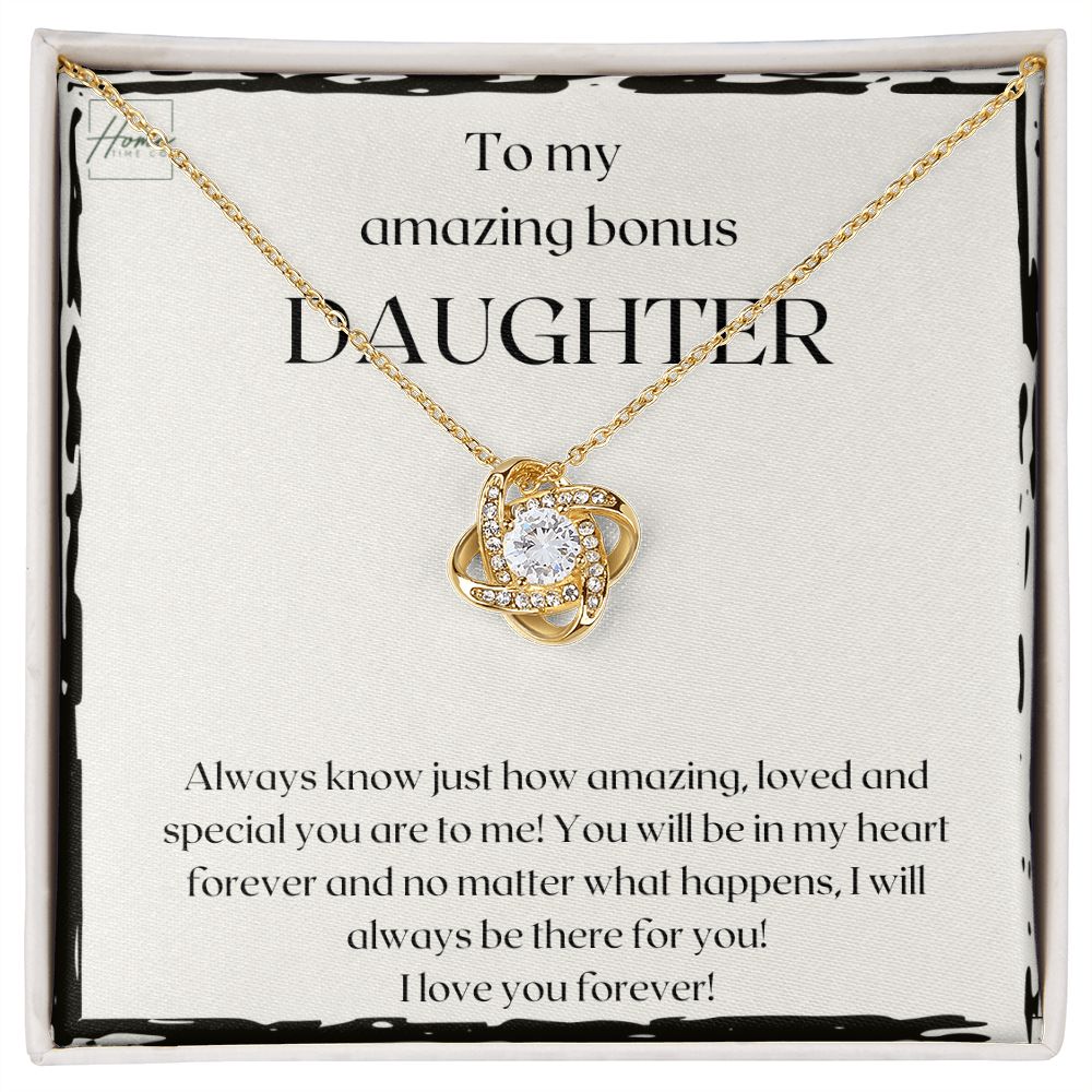 Gift To Bonus Daughter - Love Knot Necklace - White & Yellow Gold Variants