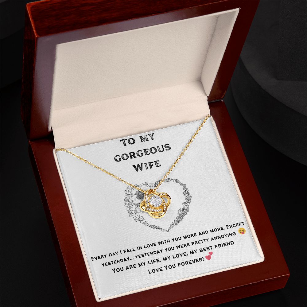 Gift To Wife - Love Knot Necklace - White & Yellow Gold Variants