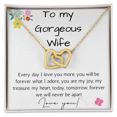 Gift For Wife - Interlocking Hearts Necklace - White & Yellow Golf Variants