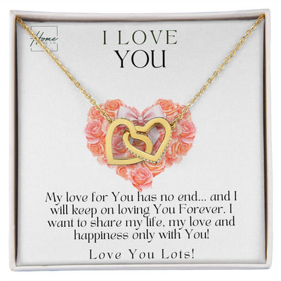 I Love You Gift - Gift For Her - Interlocking Hearts Necklace (White & Yellow Gold Variants)