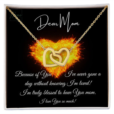 Gift To Mom -  Interlocking Hearts Necklace - Rose Gold & Yellow Gold Variants