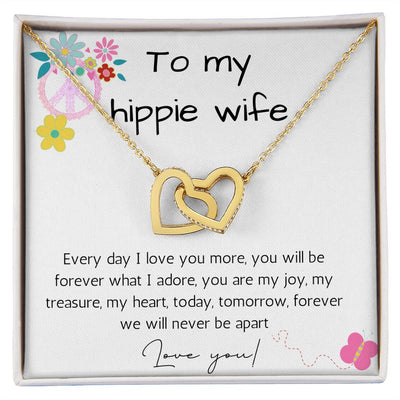 Gift To Wife - Interlocking Hearts Necklace - Rose & Yellow Gold Variants