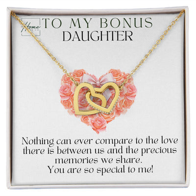 Gift To Step Daughter - Interlocking Hearts Necklace (White & Yellow Gold Variants)