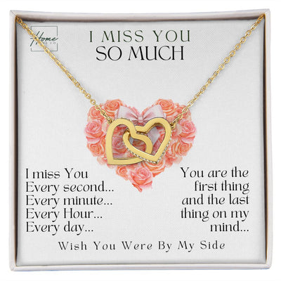 I Miss You Gift - Apology Gift - Interlocking Hearts Necklace (White & Yellow Gold Variant)