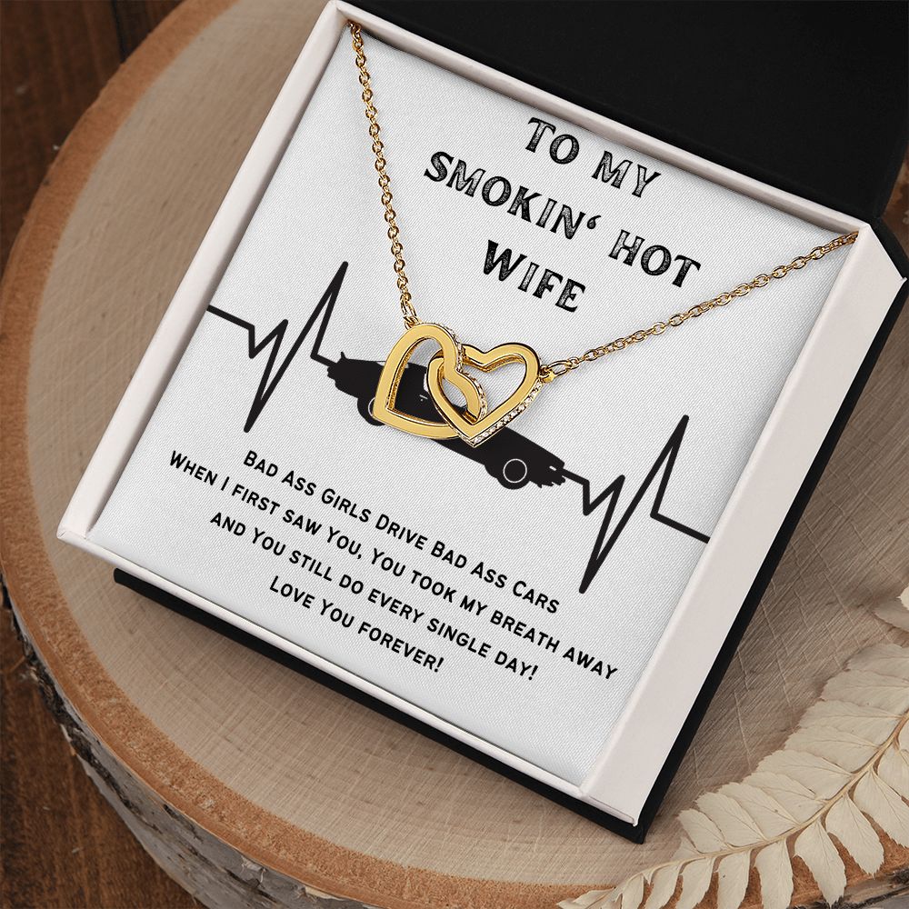 Gift to Wife - Interlocking Hearts Necklace - Rose & Yellow Gold Variants