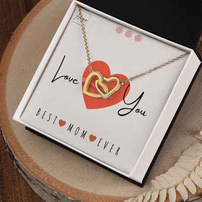 Gift To Mom - Interlocking Hearts Necklace - White & Yellow Gold Variants