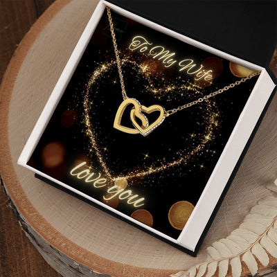 Gift To Wife - Interlocking Hearts Necklace - White & Yellow Gold Variants - Luxury Gift Box Choice