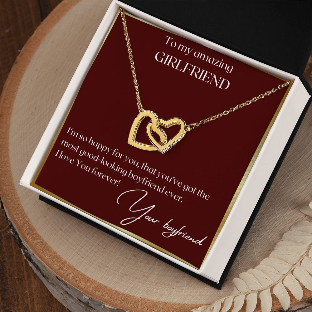 Gift For Girlfriend - Interlocking Hearts Necklace