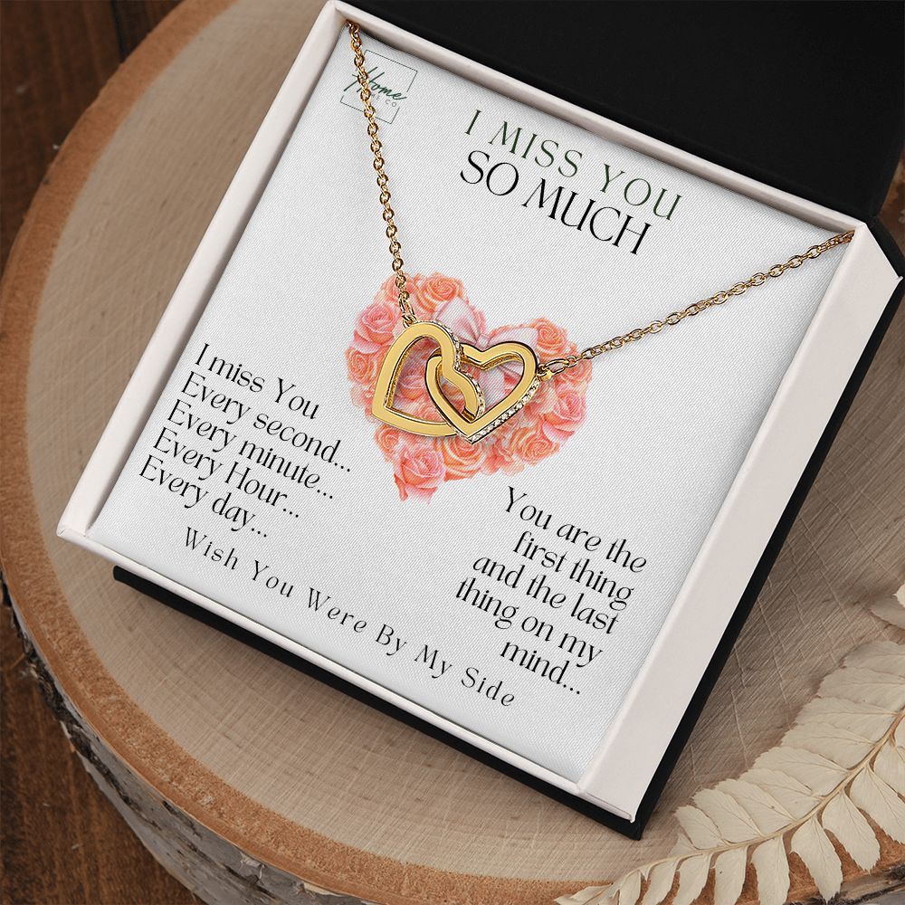 I Miss You Gift - Apology Gift - Interlocking Hearts Necklace (White & Yellow Gold Variant)