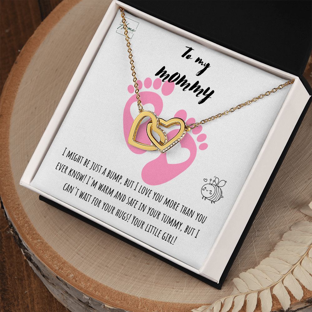 Gift For Mom - Interlocking Hearts Necklace - Rose & Yellow Gold Variants