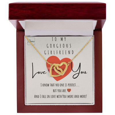 Gift To Girlfriend - Interlocking Hearts Necklace - White & Yellow Gold Variants