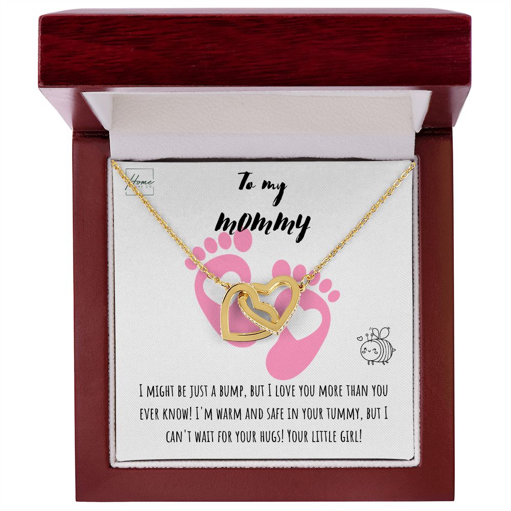 Gift For Mom - Interlocking Hearts Necklace - Rose & Yellow Gold Variants