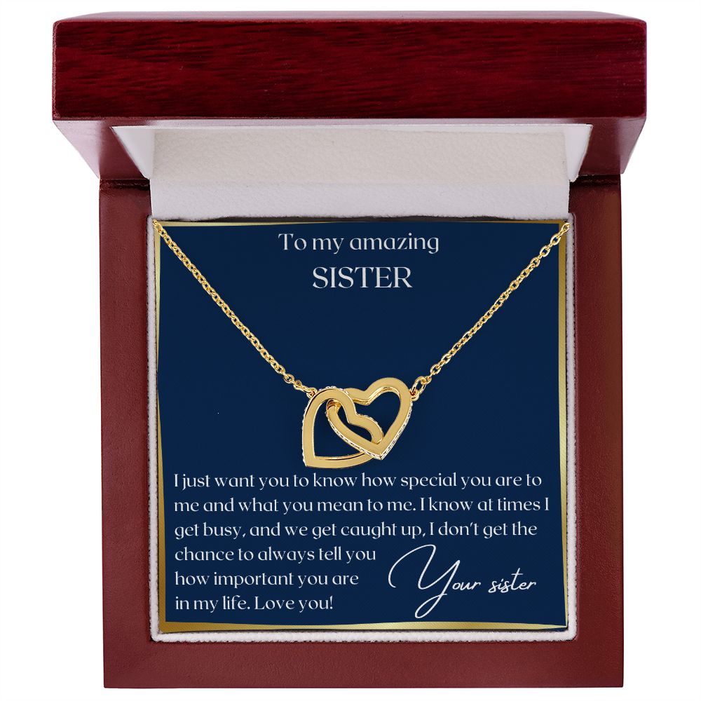 Gift For Sister - Interlocking Hearts Necklace