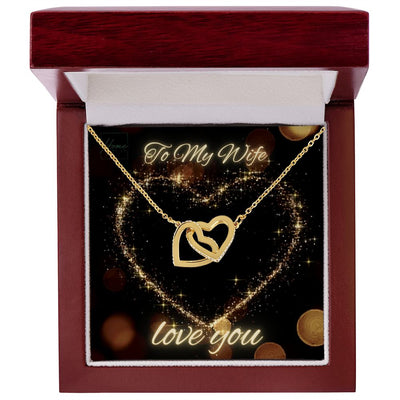 Gift To Wife - Interlocking Hearts Necklace - White & Yellow Gold Variants - Luxury Gift Box Choice