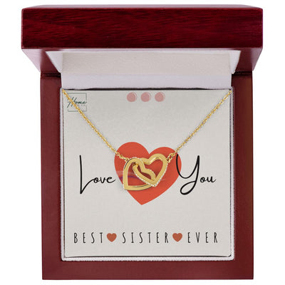 Gift To Sister - Interlocking Heart Necklaces - Rose Gold & Yellow Gold Finishes