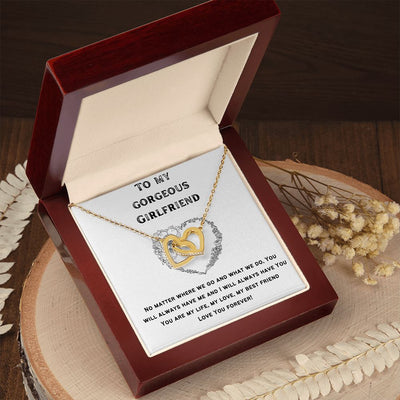 Gift To Girlfriend - Interlocking Hearts Necklace - Rose & Yellow Gold Variants