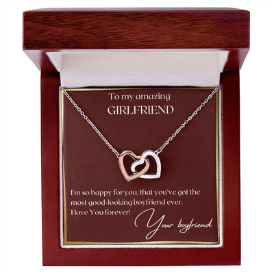 Gift For Girlfriend - Interlocking Hearts Necklace