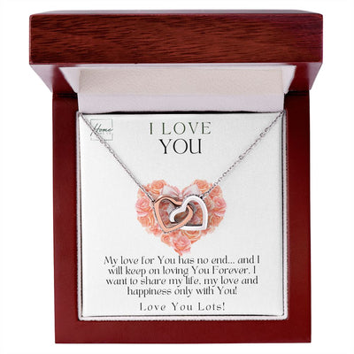 I Love You Gift - Gift For Her - Interlocking Hearts Necklace (White & Yellow Gold Variants)
