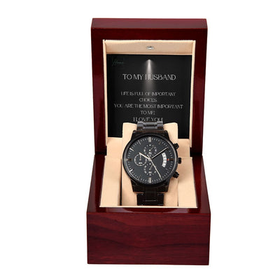 Gift To Husband - Black Chronograph Watch