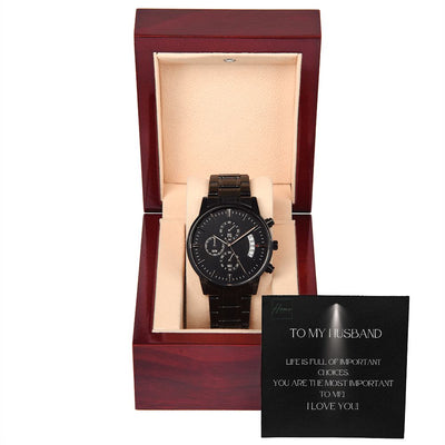 Gift To Husband - Black Chronograph Watch