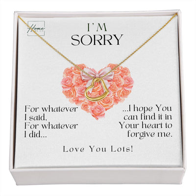 I'm Sorry Gift - Delicate Heart Necklace (White & Yellow Gold Finish)