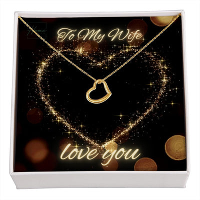 Gift To Wife - Delicate Heart Necklace - White & Yellow Gol Finish - Luxury Box Choice